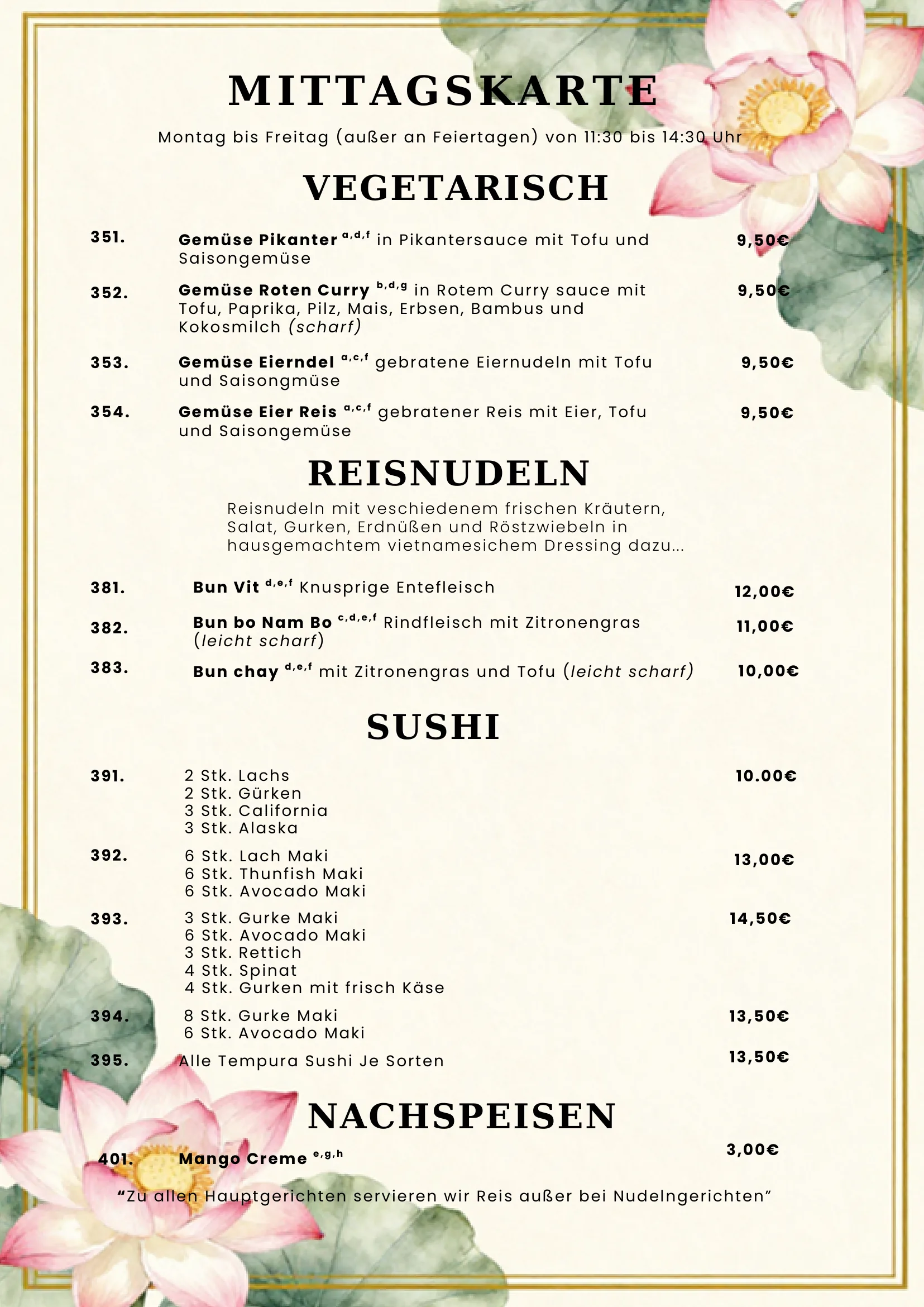 Speisekarte Seite 2